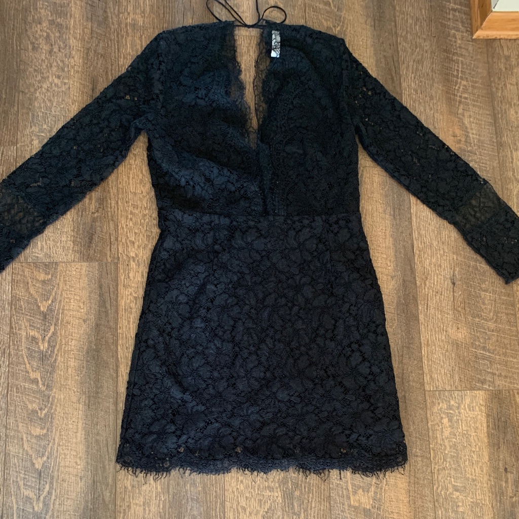 Sandro Navy Lace Long Sleeve Dress